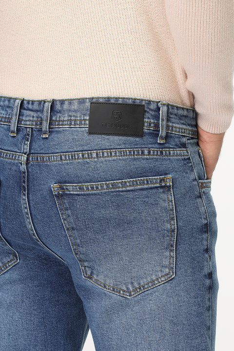 Slim Straight Fit Trousers Jeans Light Blue