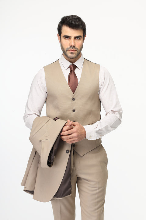 Slim Fit Suit Beige
