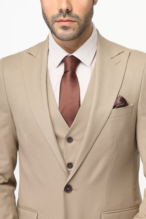 Slim Fit Suit Beige