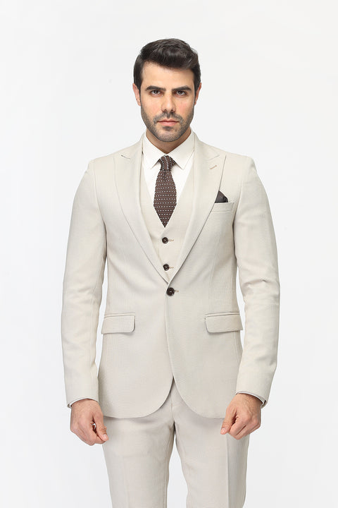 Slim Fit Suit Beige