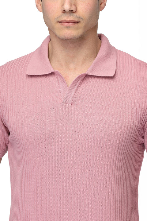 Polo Shirt Regular Fit Knitted Pink