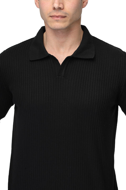 Polo Shirt Regular Fit Knitted Black