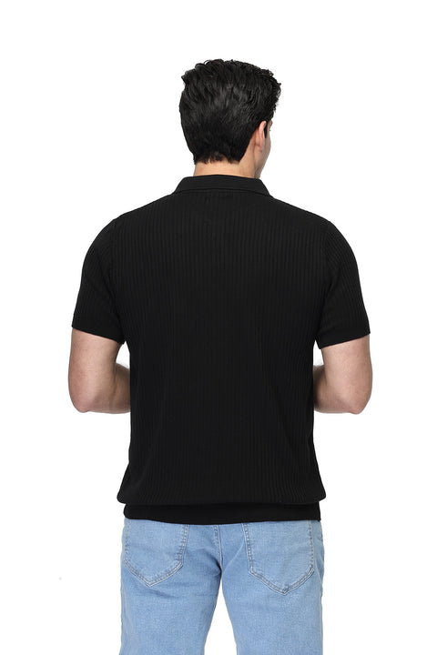 Polo Shirt Regular Fit Knitted Black