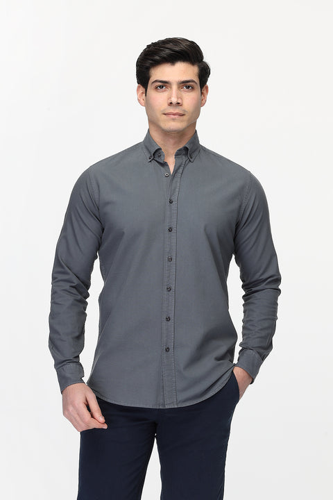New Fit Shirt Oxford Gray 100% Cotton