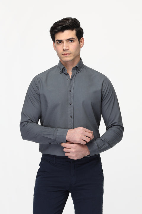 New Fit Shirt Oxford Gray 100% Cotton