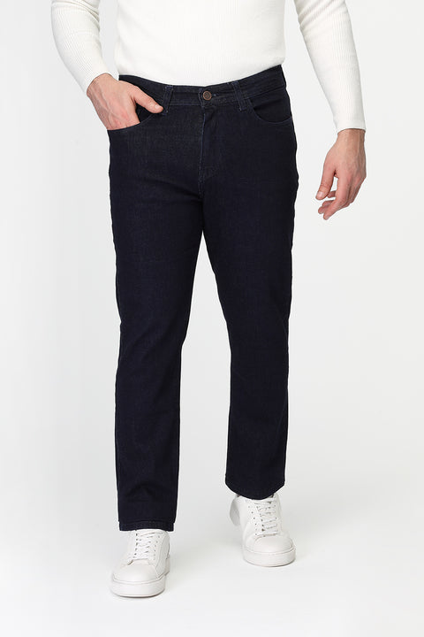 Slim Straight Fit Trousers Jeans Dark Blue