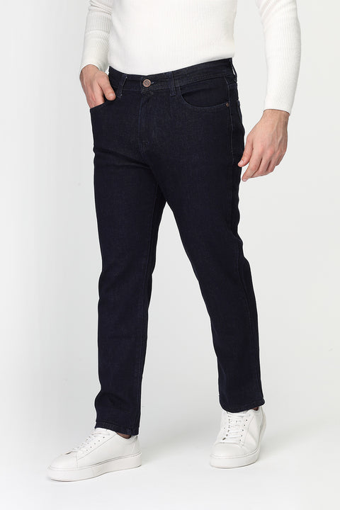 Slim Straight Fit Trousers Jeans Dark Blue