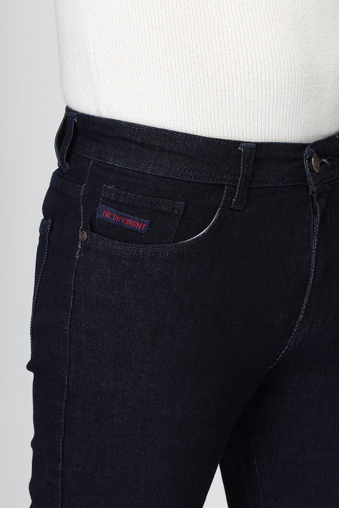 Slim Straight Fit Trousers Jeans Dark Blue