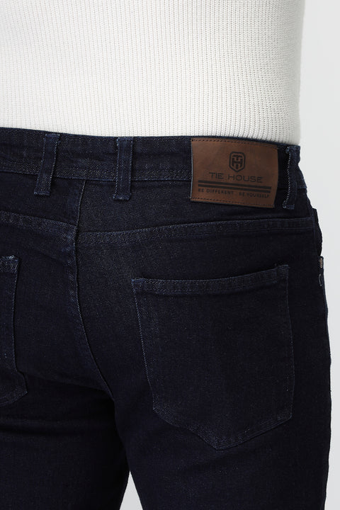 Slim Straight Fit Trousers Jeans Dark Blue