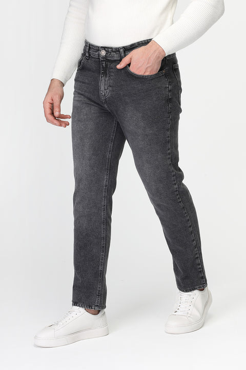 Slim Straight Fit Trousers Jeans Gray
