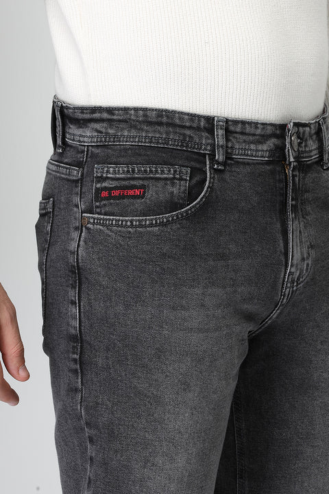 Slim Straight Fit Trousers Jeans Gray