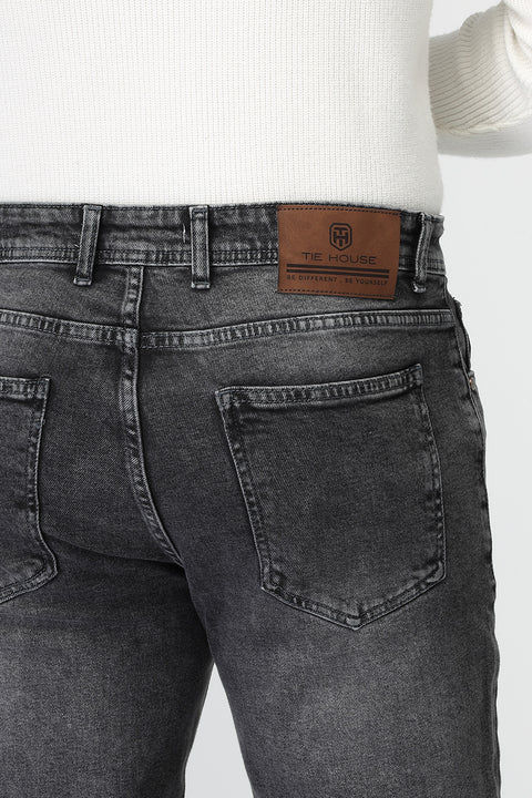 Slim Straight Fit Trousers Jeans Gray