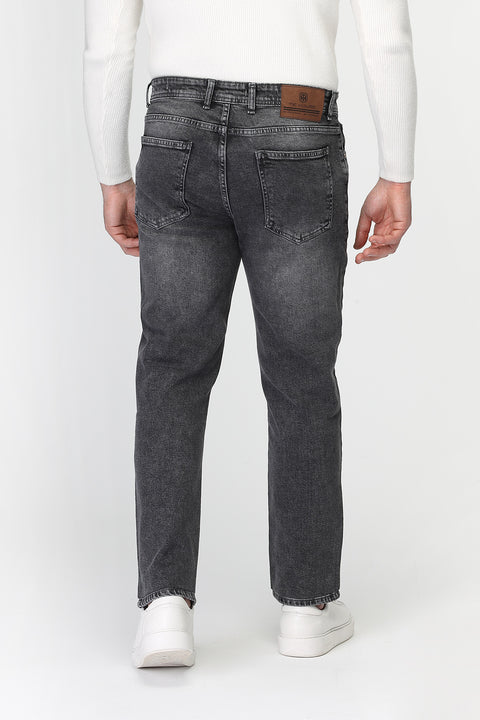 Slim Straight Fit Trousers Jeans Gray
