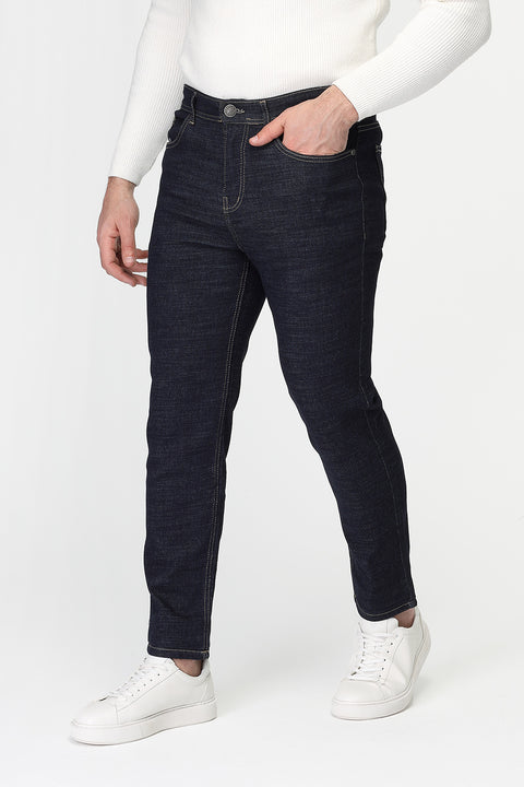 Slim Straight Fit Trousers Jeans Dark Blue
