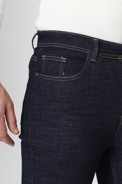 Slim Straight Fit Trousers Jeans Dark Blue