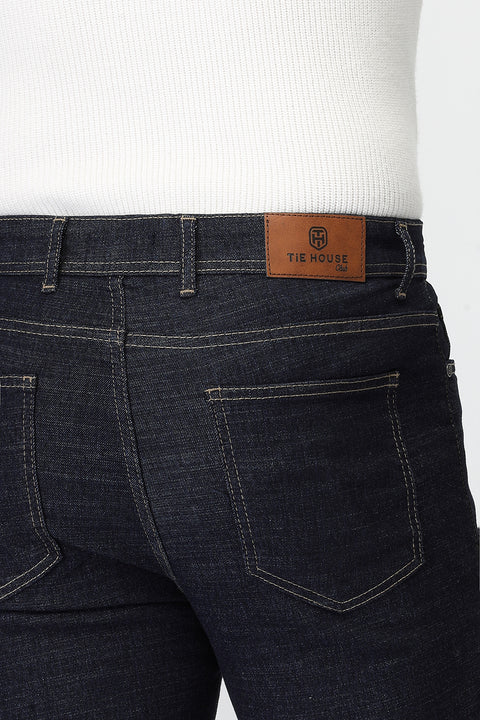 Slim Straight Fit Trousers Jeans Dark Blue