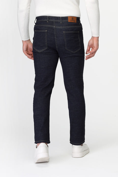 Slim Straight Fit Trousers Jeans Dark Blue