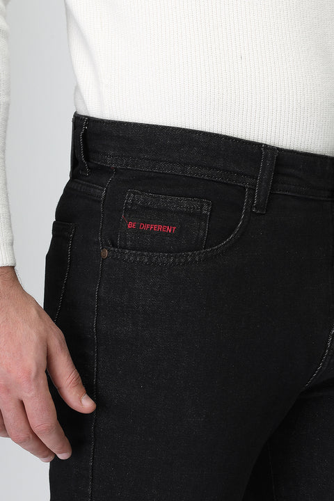 Slim Straight Fit Trousers Jeans Black