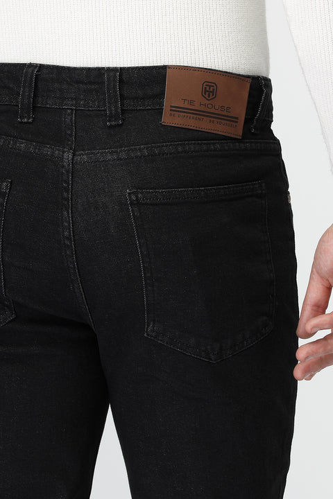 Slim Straight Fit Trousers Jeans Black