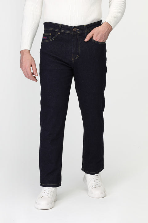 Slim Straight Fit Trousers Jeans Dark Blue