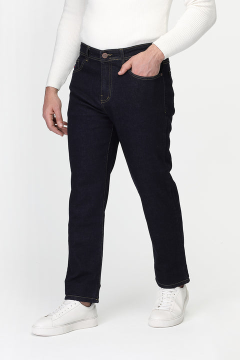 Slim Straight Fit Trousers Jeans Dark Blue