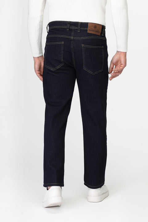 Slim Straight Fit Trousers Jeans Dark Blue