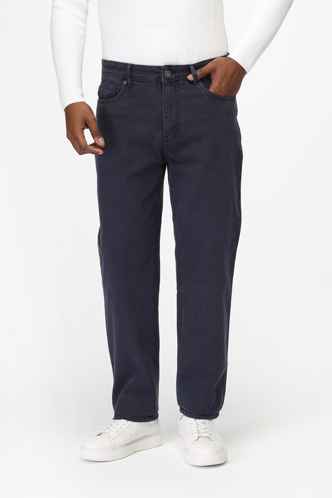 Slim Straight Fit Trousers Jeans Dark Blue