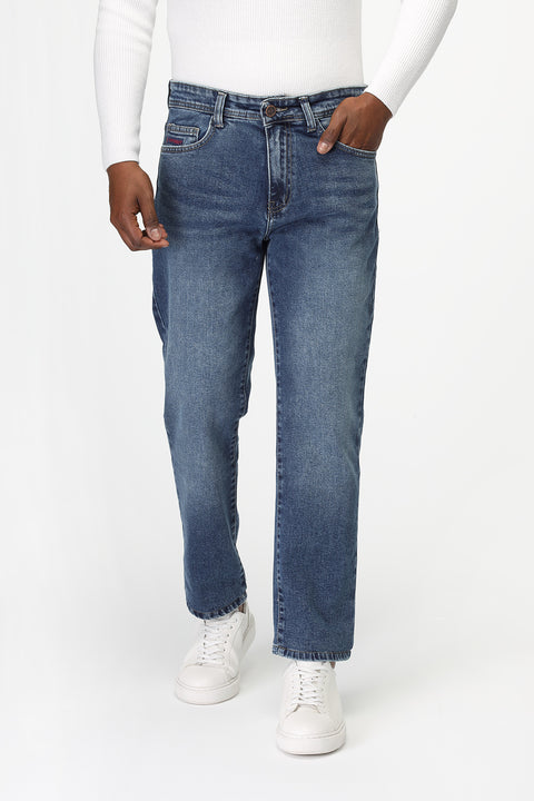Slim Straight Fit Trousers Jeans Blue