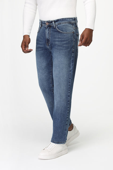Slim Straight Fit Trousers Jeans Blue