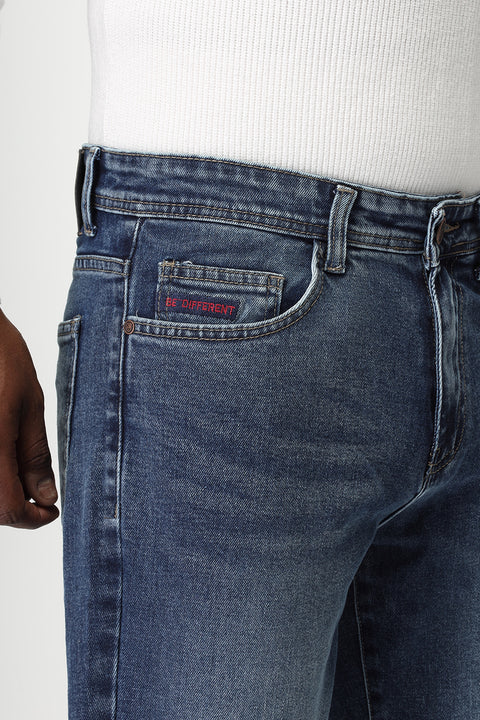 Slim Straight Fit Trousers Jeans Blue