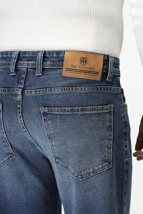 Slim Straight Fit Trousers Jeans Blue