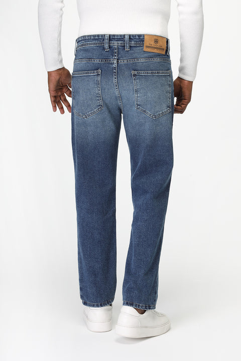 Slim Straight Fit Trousers Jeans Blue