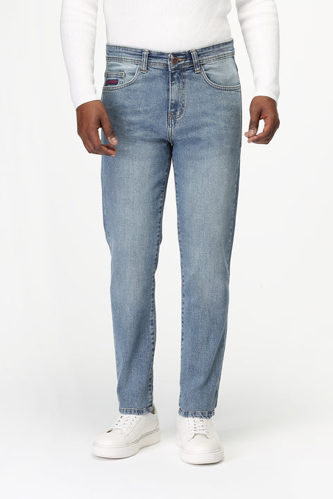 Slim Straight Fit Trousers Jeans Light Blue