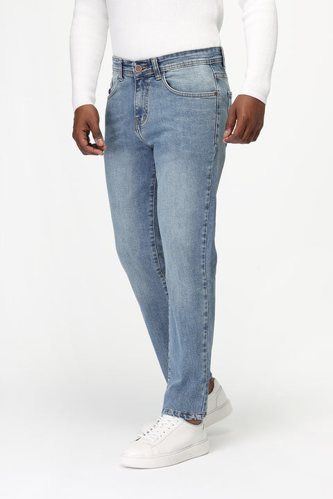 Slim Straight Fit Trousers Jeans Light Blue