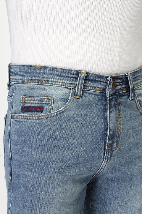 Slim Straight Fit Trousers Jeans Light Blue