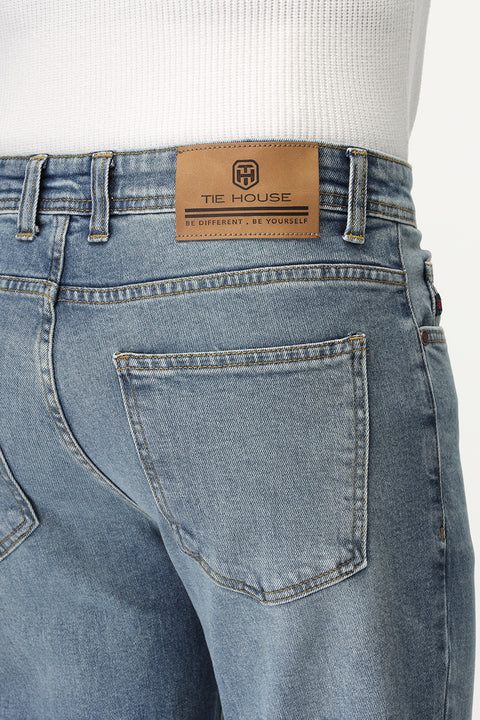 Slim Straight Fit Trousers Jeans Light Blue