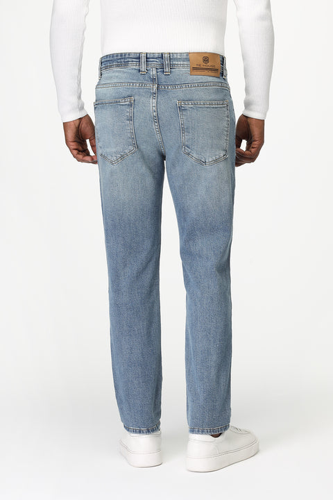 Slim Straight Fit Trousers Jeans Light Blue