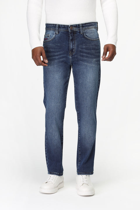 Slim Straight Fit Trousers Jeans Blue