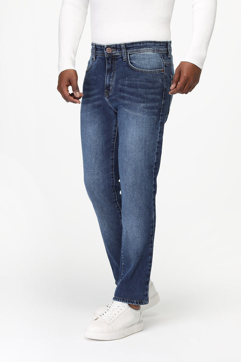 Slim Straight Fit Trousers Jeans Blue