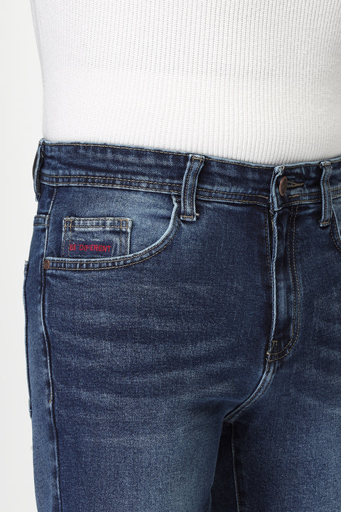 Slim Straight Fit Trousers Jeans Blue