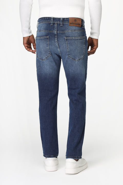 Slim Straight Fit Trousers Jeans Blue