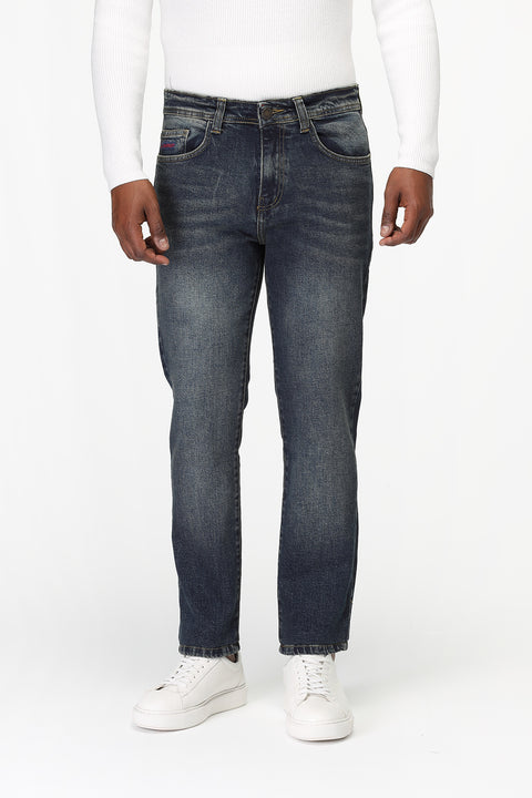 Slim Straight Fit Trousers Jeans Blue