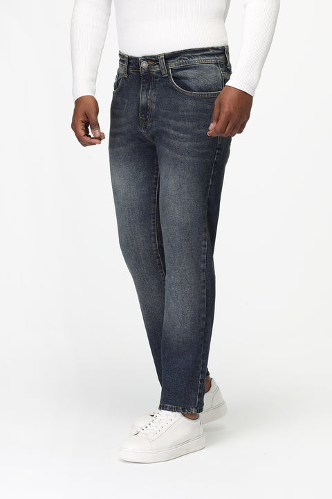 Slim Straight Fit Trousers Jeans Blue