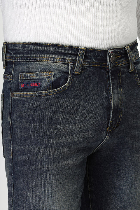 Slim Straight Fit Trousers Jeans Blue