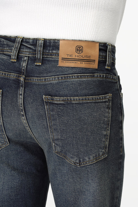 Slim Straight Fit Trousers Jeans Blue
