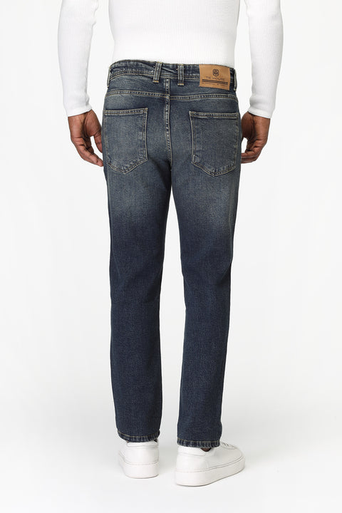Slim Straight Fit Trousers Jeans Blue
