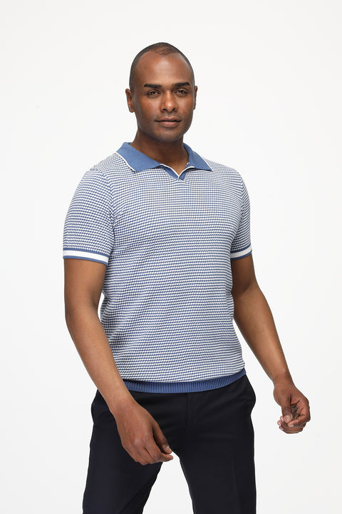 Polo Shirt Regular Fit Knitted Blue