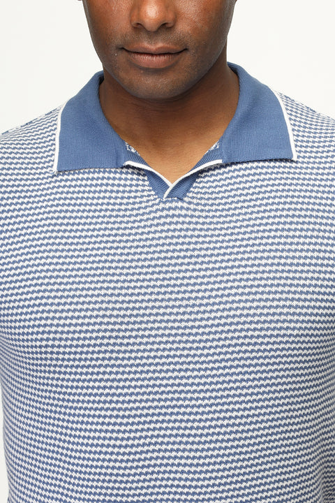 Polo Shirt Regular Fit Knitted Blue