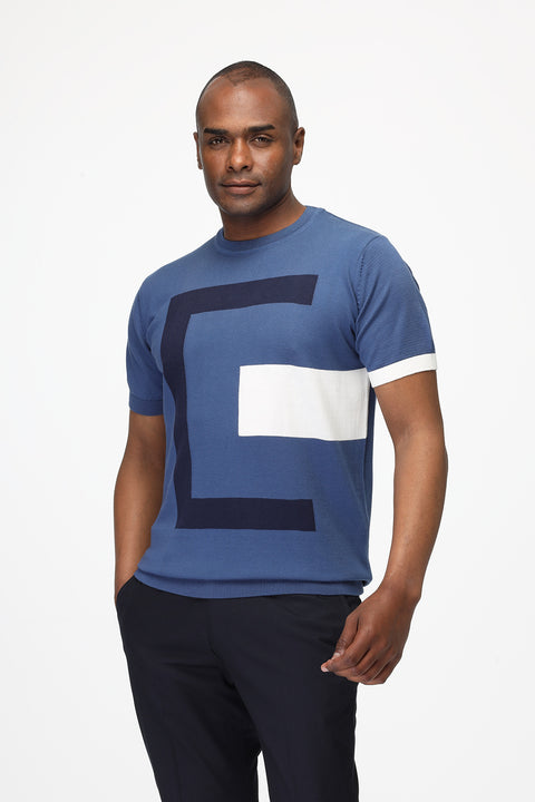 Regular Fit T-Shirt Knitted Blue