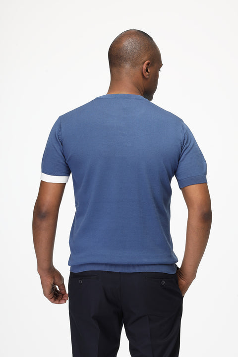 Regular Fit T-Shirt Knitted Blue